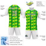 Custom Neon Green Volleyball Uniform Jersey with Abstract Shape, White-Black Design, Personalized Name & Number Personalized
