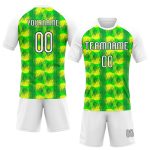 Custom Neon Green Volleyball Uniform Jersey with Abstract Shape, White-Black Design, Personalized Name & Number Personalized