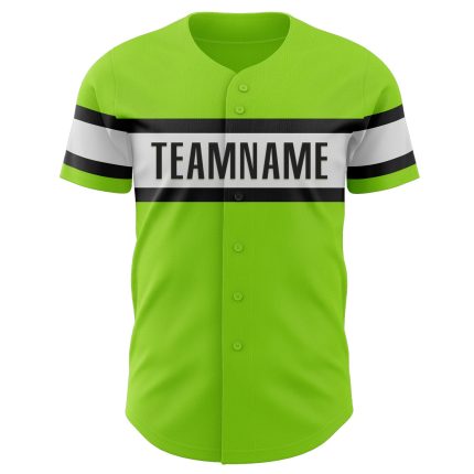 Personalized Neon Green White-Black Authentic Baseball Jersey