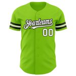 Custom Name and Number Authentic Baseball Jersey in Neon Green, White, and Black - Personalized Team Jersey Personalized