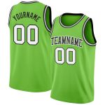 Custom Basketball Jersey with Personalized Name and Number - Neon Green Black and White Authentic Team Apparel Personalized