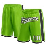 Personalized Neon Green White-Black Authentic Basketball Shorts Team Custom Name and Number