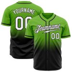 Personalized Neon Green White-Black Authentic Fade Fashion Baseball Jersey Team Custom Name and Number