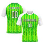 Personalized Neon Green White-Black Geometric Shape Sublimation Volleyball Uniform Jersey Team Custom Name and Number