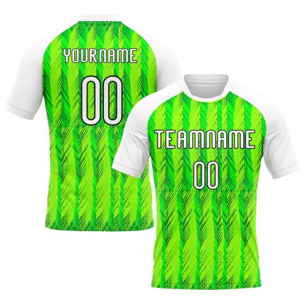 Personalized Neon Green White-Black Geometric Shape Sublimation Volleyball Uniform Jersey Team Custom Name and Number