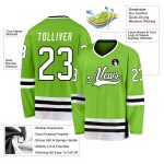 Personalized Neon Green White-Black Hockey Jersey Team Custom Name and Number