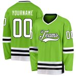 Personalized Neon Green White-Black Hockey Jersey Team Custom Name and Number