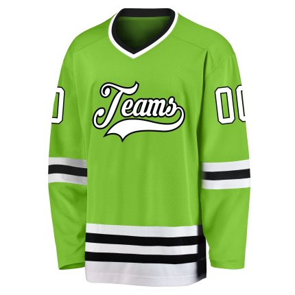 Personalized Neon Green White-Black Hockey Jersey Team Custom Name and Number