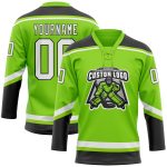 Personalized Neon Green White-Black Hockey Lace Neck Jersey Team Custom Name and Number