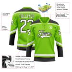 Personalized Neon Green White-Black Hockey Lace Neck Jersey Team Custom Name and Number