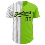 Personalized Neon Green White-Black Pinstripe Authentic Split Fashion Baseball Jersey Team Custom Name and Number