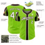 Custom Baseball Jersey with Personalized Name & Number in Neon Green, White & Brown - Authentic Team Style Personalized Neon
