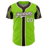 Custom Baseball Jersey with Personalized Name & Number in Neon Green, White & Brown - Authentic Team Style Personalized Neon