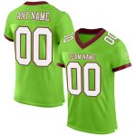 Personalized Neon Green and White Burgundy Football Jersey - Authentic Mesh Jersey Personalized Neon Green White-Burgundy