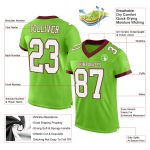 Personalized Neon Green and White Burgundy Football Jersey - Authentic Mesh Jersey Personalized Neon Green White-Burgundy