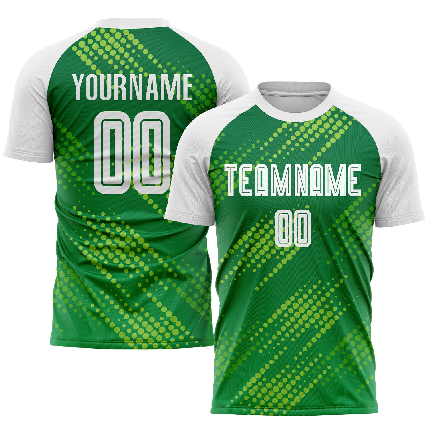 Personalized Neon Green White-Kelly Green Sublimation Soccer Uniform Jersey