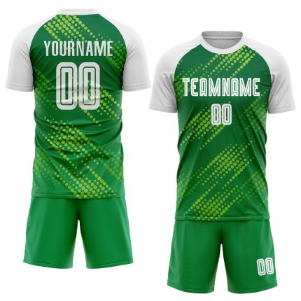 Personalized Neon Green White-Kelly Green Sublimation Soccer Uniform Jersey