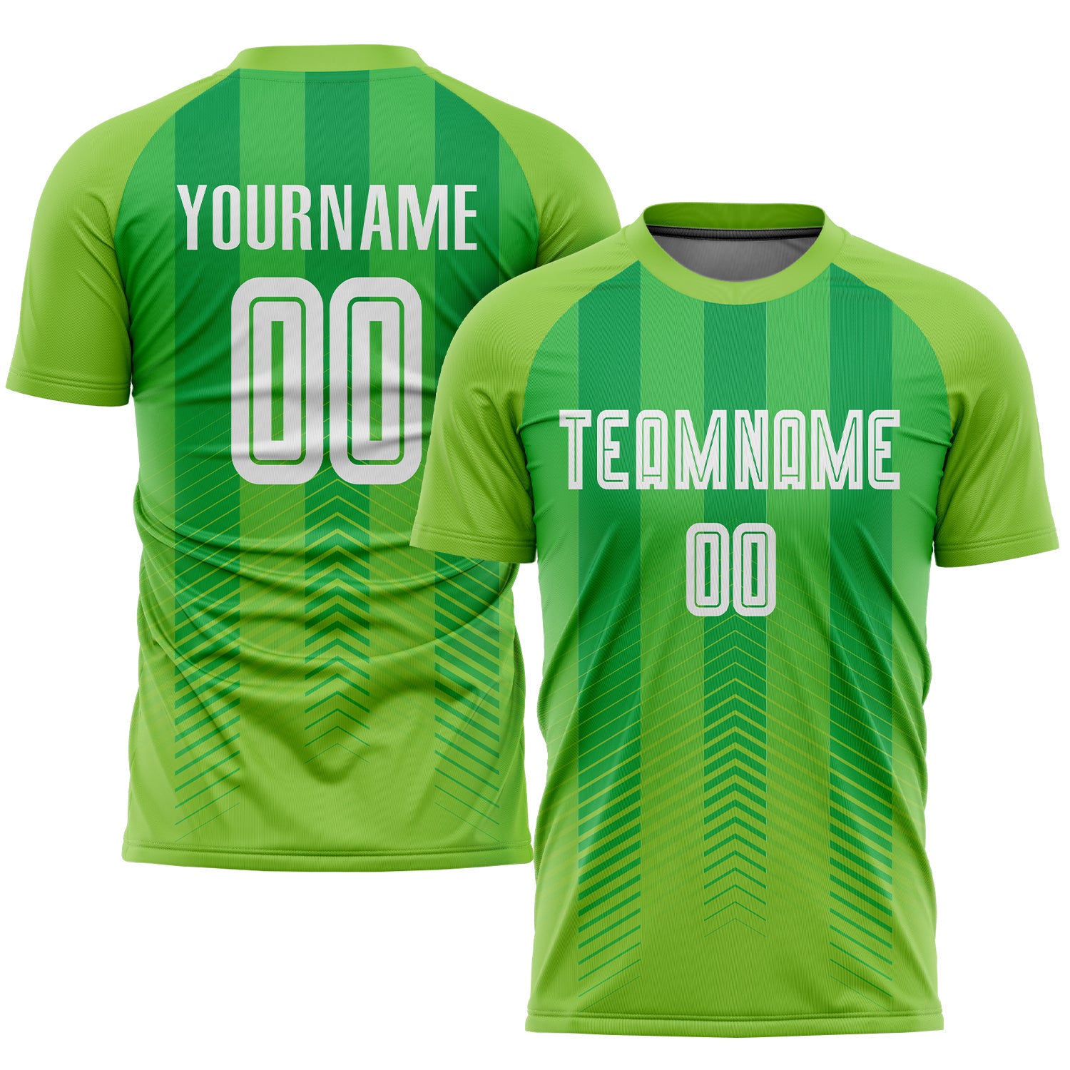 Personalized Neon Green White-Kelly Green Sublimation Soccer Uniform Jersey Team Custom Name and Number