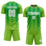 Personalized Neon Green White-Kelly Green Sublimation Soccer Uniform Jersey Team Custom Name and Number