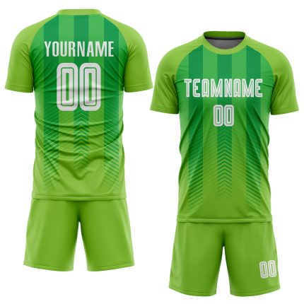 Personalized Neon Green White-Kelly Green Sublimation Soccer Uniform Jersey Team Custom Name and Number