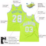 Personalized Neon Green White-Light Blue Authentic Throwback Basketball Jersey Team Custom Name and Number