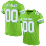 Personalized Neon Green White-Light Blue Mesh Authentic Football Jersey Team Custom Name and Number