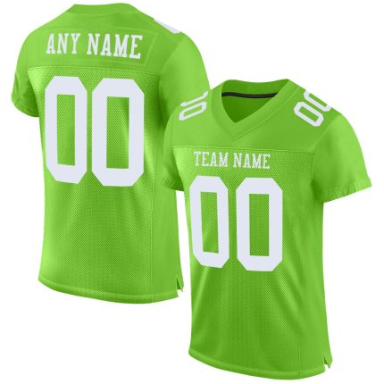 Custom Authentic Football Jersey - Personalized Neon Green & White, Team Name & Number Personalized Neon Green White Mesh