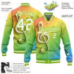 Custom Team Name & Number 3D Pattern Design Neon Green White Bomber Varsity Letterman Jacket for Music Festivals Personalized