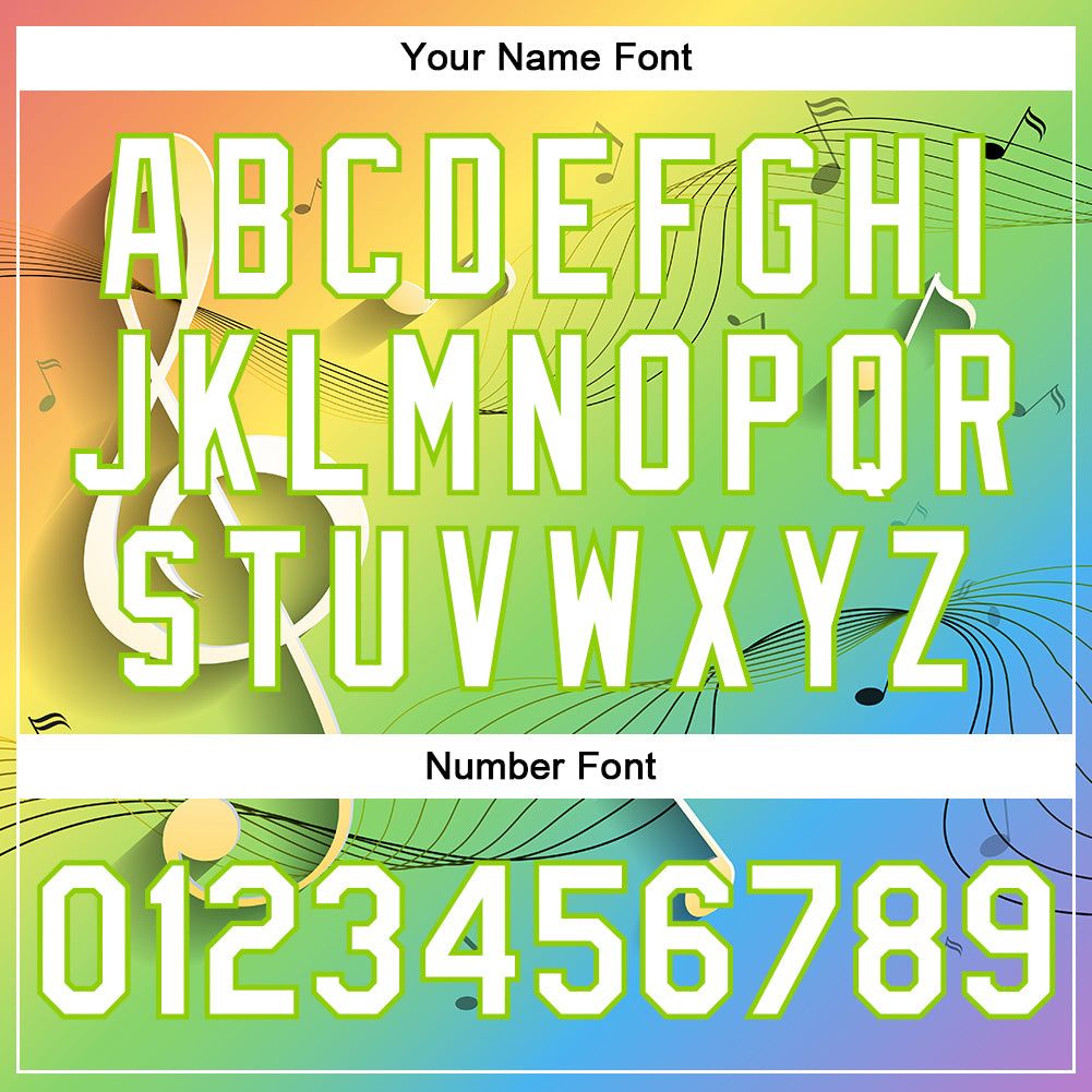 Personalized Neon Green White Music Festival 3D Pattern Design Bomber Full-Snap Varsity Letterman Jacket Team Custom Name and Number Custom Team Name & Number 3D Pattern Design Neon Green White Bomber Varsity Letterman Jacket for Music Festivals Personalized - Image 5