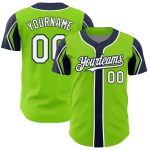 Custom Authentic Baseball Jersey with Personalized Name & Number in Neon Green, White, Navy - 3 Colors Available Personalized