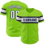 Personalized Neon Green White-Navy Baseball Jersey - Authentic Design for Fans Personalized Neon Green White-Navy Authentic