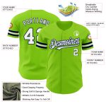 Custom Name and Number Authentic Baseball Jersey in Neon Green White-Navy - Personalized Team Jersey Personalized Neon Green
