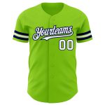 Custom Name and Number Authentic Baseball Jersey in Neon Green White-Navy - Personalized Team Jersey Personalized Neon Green