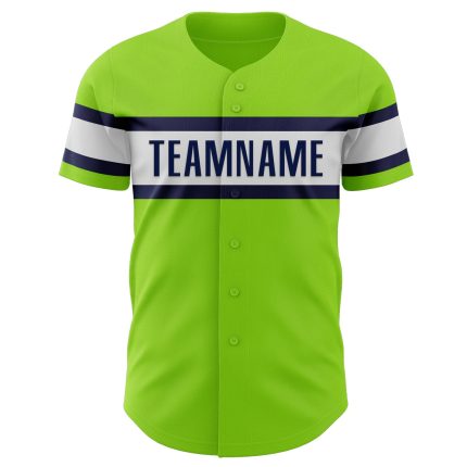 Personalized Neon Green White-Navy Baseball Jersey - Authentic Design for Fans Personalized Neon Green White-Navy Authentic
