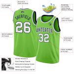 Personalized Neon Green White-Navy Authentic Basketball Jersey Team Custom Name and Number