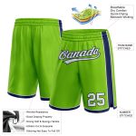 Custom Name and Number Authentic Basketball Shorts - Personalized Neon Green White-Navy Team Gear Personalized Neon Green