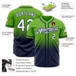 Personalized Neon Green White-Navy Authentic Fade Fashion Baseball Jersey Team Custom Name and Number
