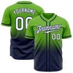 Personalized Neon Green White-Navy Authentic Fade Fashion Baseball Jersey Team Custom Name and Number