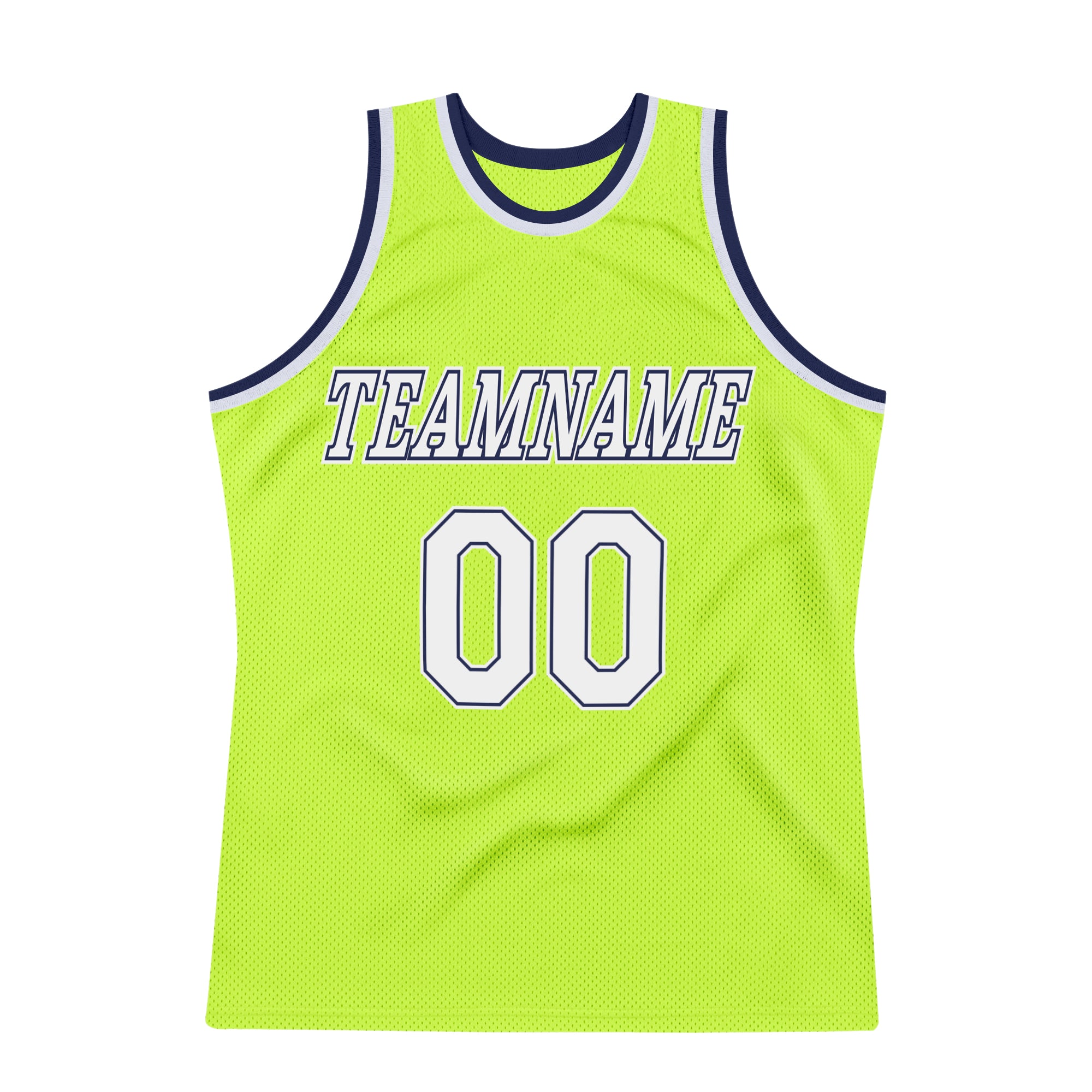 Personalized Neon Green White-Navy Authentic Throwback Basketball Jersey Team Custom Name and Number Personalized Neon Green White-Navy Authentic Throwback Basketball Jersey Team Custom Name and Number - Image 6