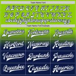 Personalized Neon Green White-Navy Bomber Full-Snap Varsity Letterman Fade Fashion Jacket Team Custom Name and Number