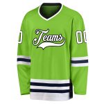 Custom Name and Number Hockey Jersey - Personalized Neon Green White-Navy Design, Team Spirit Apparel Personalized Neon Green