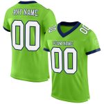 Personalized Neon Green White-Navy Mesh Authentic Football Jersey