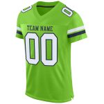 Personalized Neon Green White-Navy Mesh Authentic Football Jersey Team Custom Name and Number