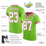 Personalized Neon Green White-Pink Mesh Authentic Football Jersey Team Custom Name and Number