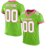 Personalized Neon Green White-Pink Mesh Authentic Football Jersey Team Custom Name and Number