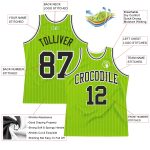 Personalized Neon Green White Pinstripe Black-White Authentic Basketball Jersey Team Custom Name and Number