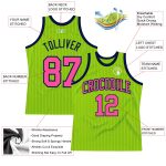 Customizable Neon Green Basketball Jersey with Pinstripe - Personalize Name & Number, Authentic Team Apparel Personalized