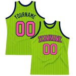 Customizable Neon Green Basketball Jersey with Pinstripe - Personalize Name & Number, Authentic Team Apparel Personalized