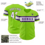 Personalized Neon Green White-Purple Authentic Baseball Jersey