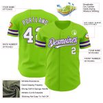 Custom Personalized Neon Green Baseball Jersey with White-Purple Design, Your Name and Number Authentic Team Apparel Personalized
